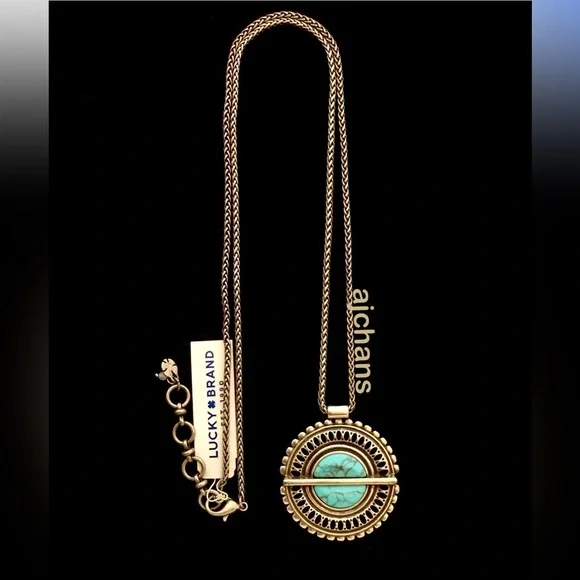 Lucky Brand Gold tone w/Turquoise Necklace - Picture 2 of 4